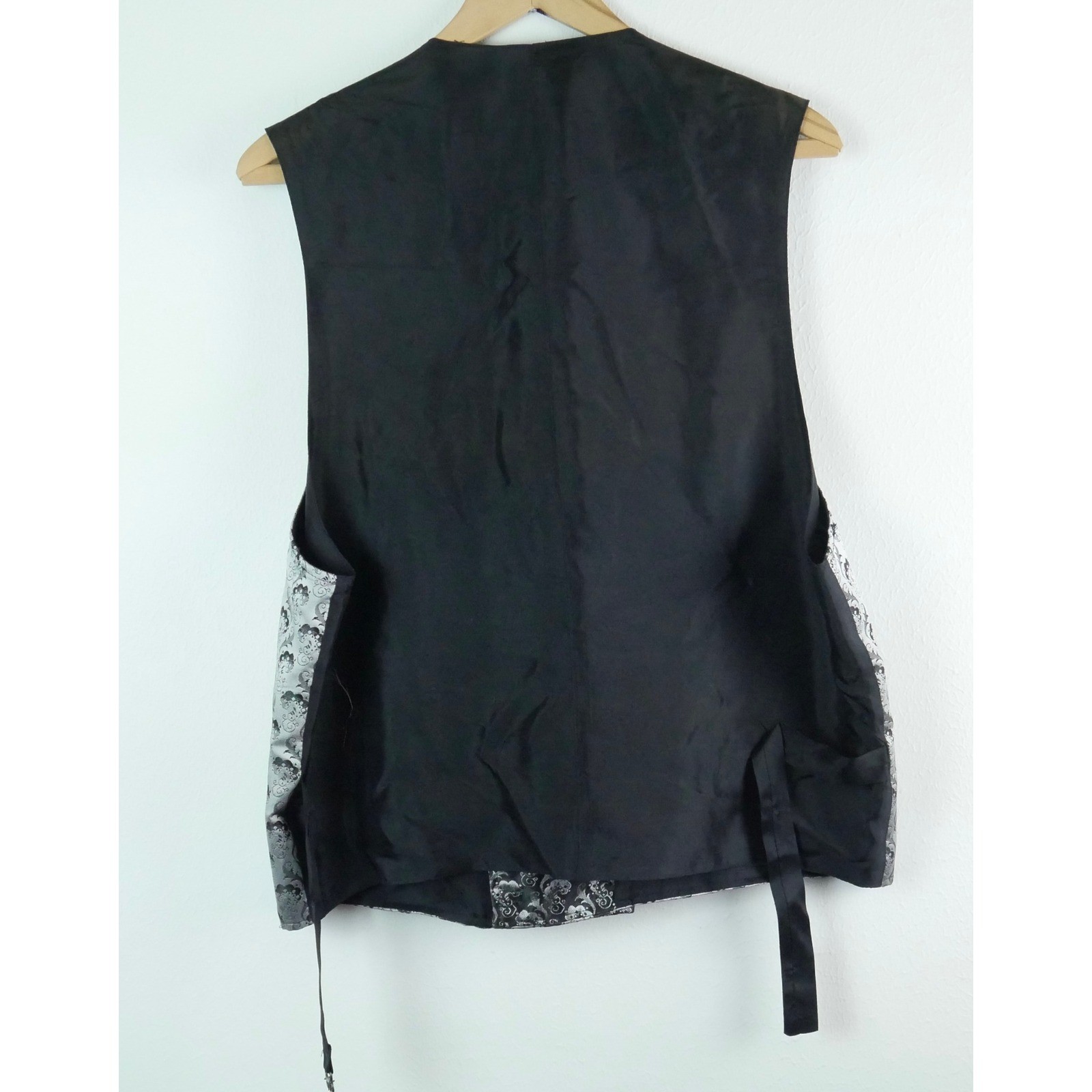 Wah Maker Mens Damask Jacquard Vest Double Breasted Waistcoat Large Western
