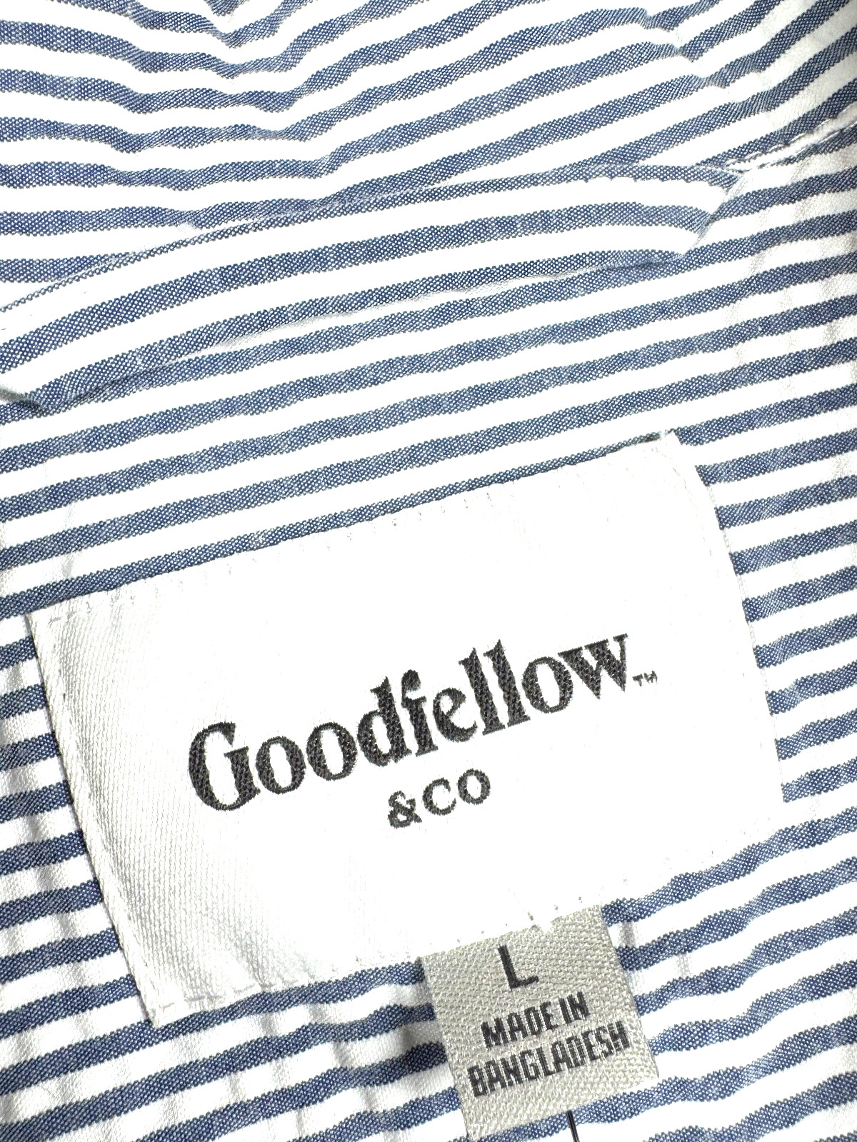 Goodfellow & Co Seersucker Chore Jacket Men’s Large Blue White Stripe NWT 0283