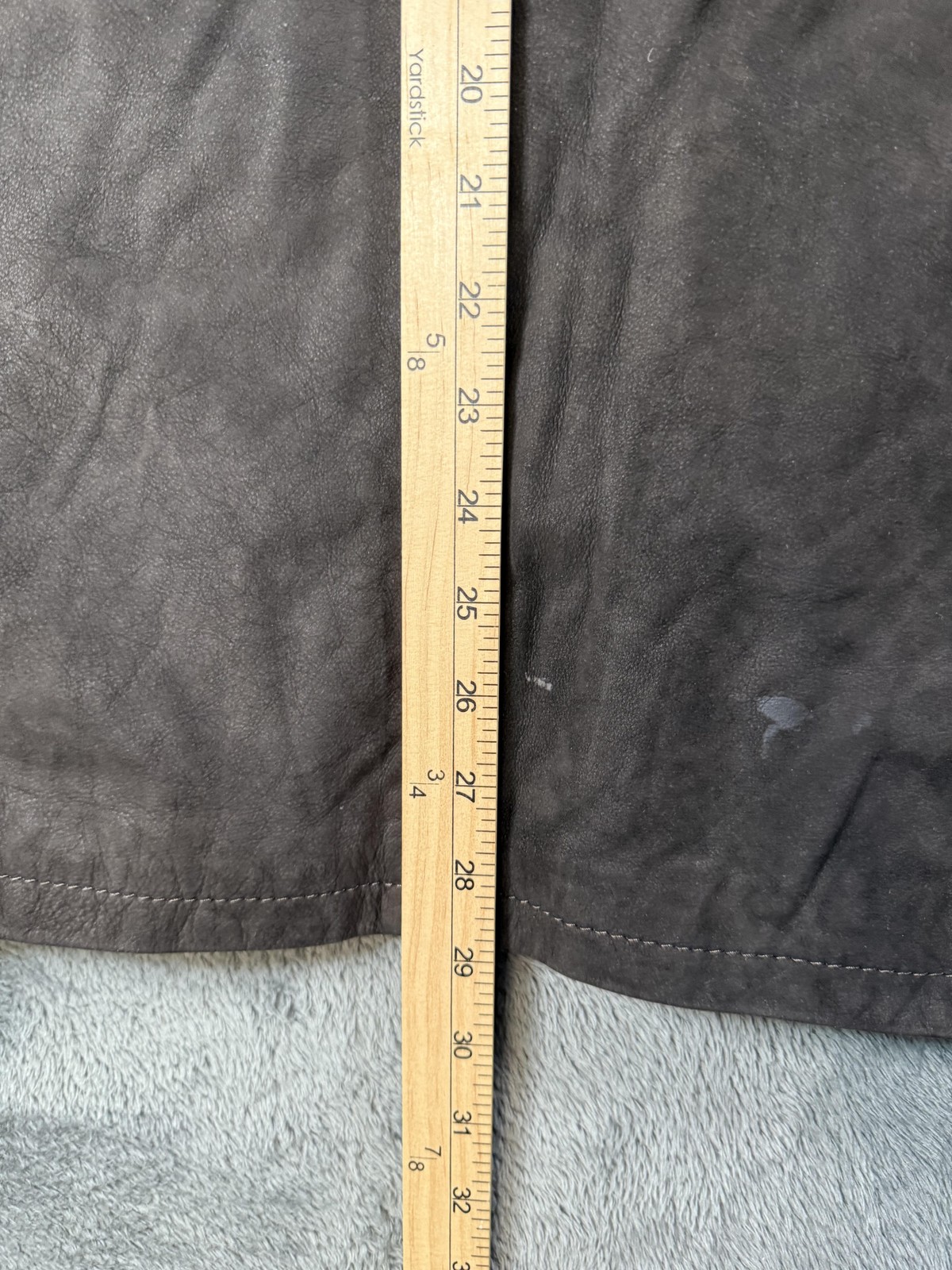 USED Leather Coat Mens 54 Brown Belted Button Front Quilted Overcoat Made Italy