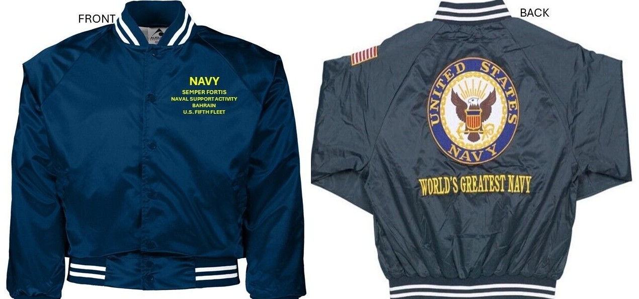 NAVAL SUPPORT ACTIVITY SOUDA BAY*EMBROIDERED SATIN JACKET OFFICIALLY LICENSED