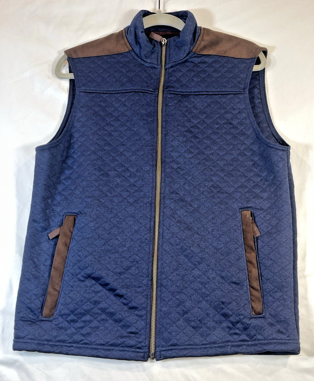 Cremieux Classic Mens Vest Small Full Zip Suede Trim Excellent Condition Preppy