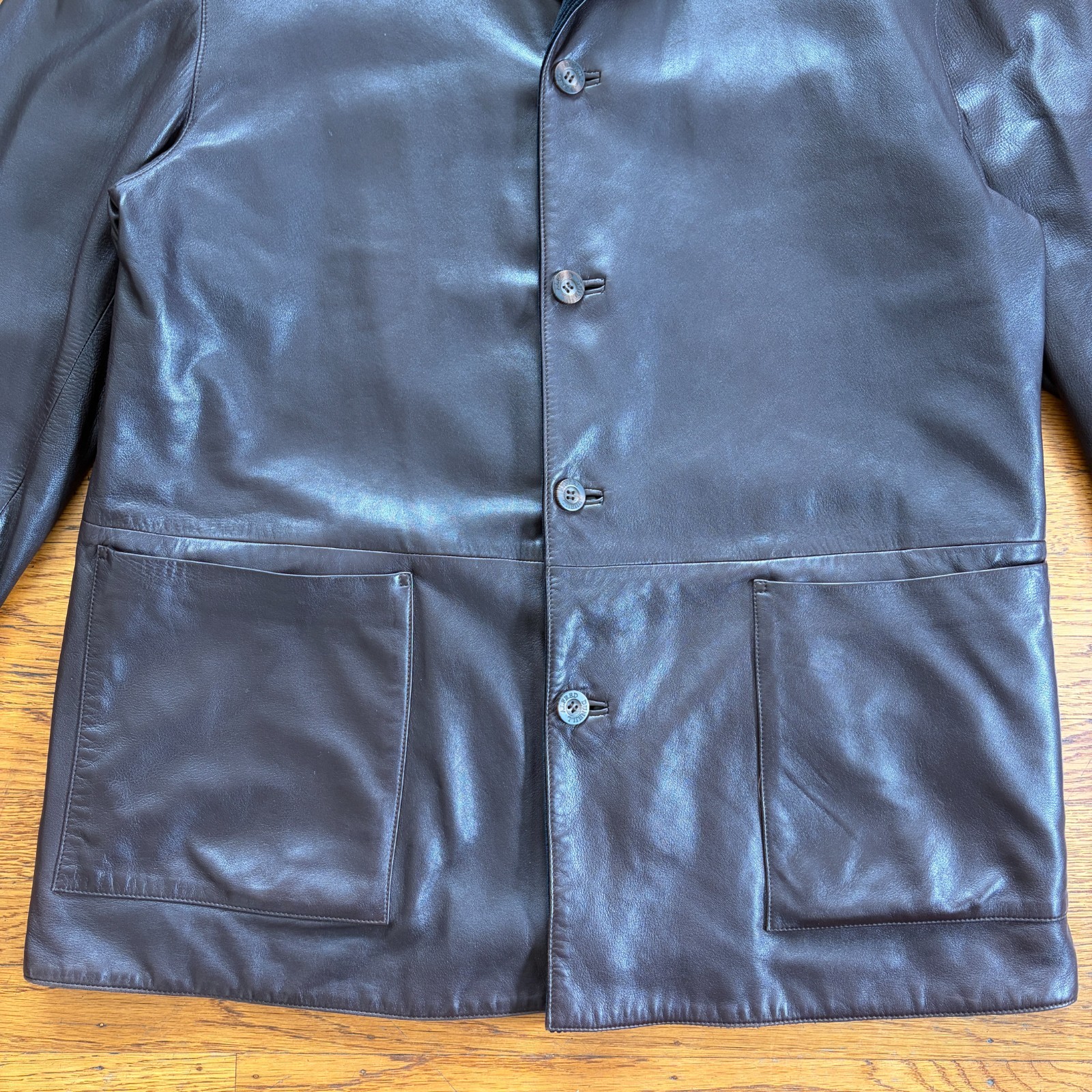 Alfred Dunhill Reversible Leather Jacket Brown Car Coat Black Corduroy Men M