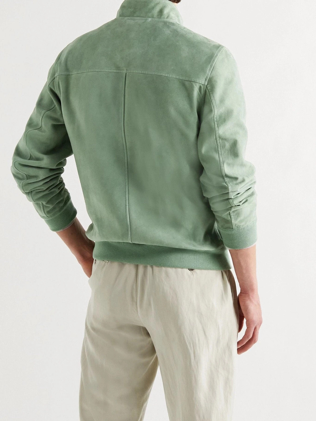 Mens Green Suede Leather Trucker Jacket Suede Custom Made Size S M L XL 2XL 3XL