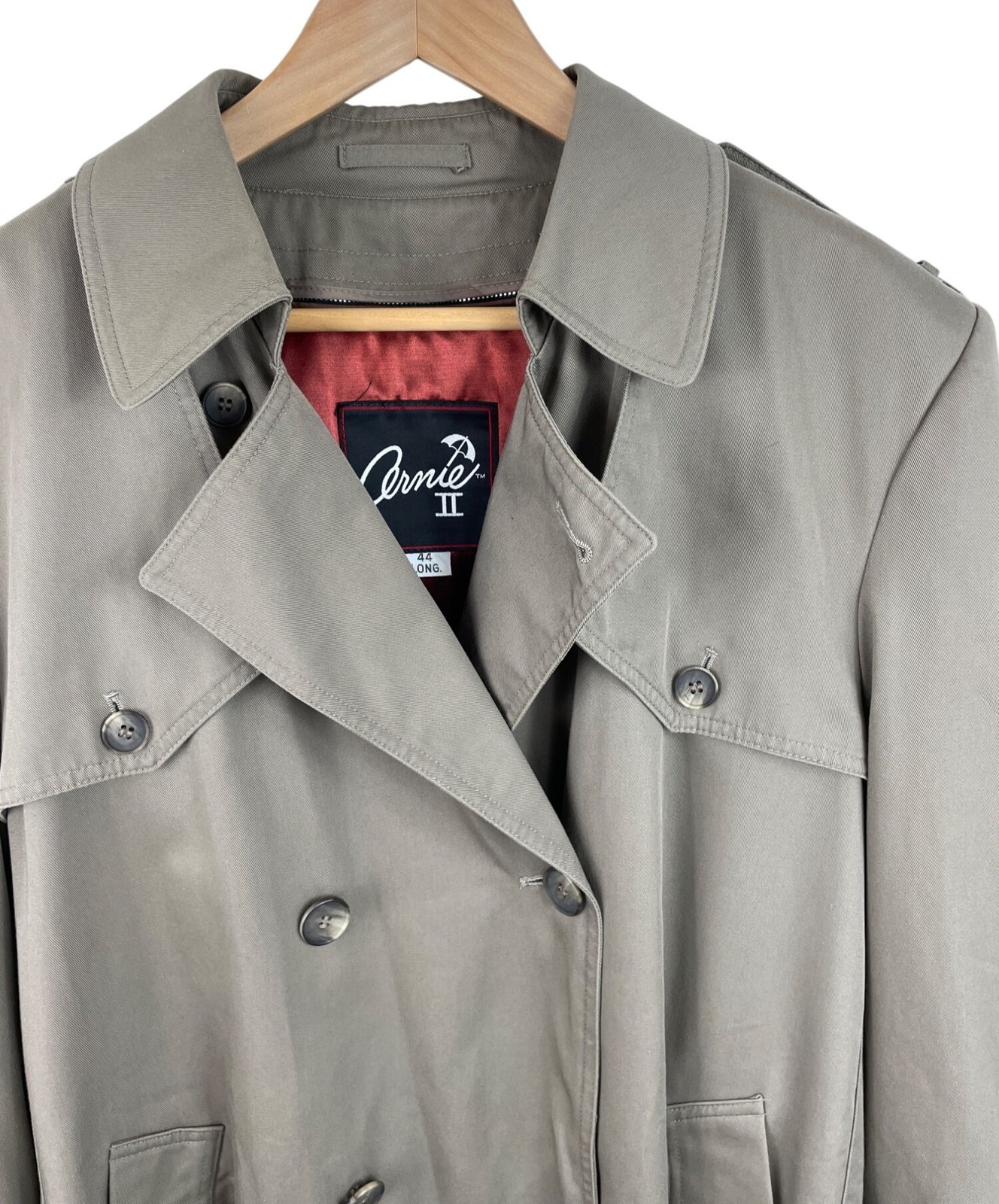 Arnie II Trench Coat Mens 44L Khaki Zip Out Lining Pockets Belted Vintage