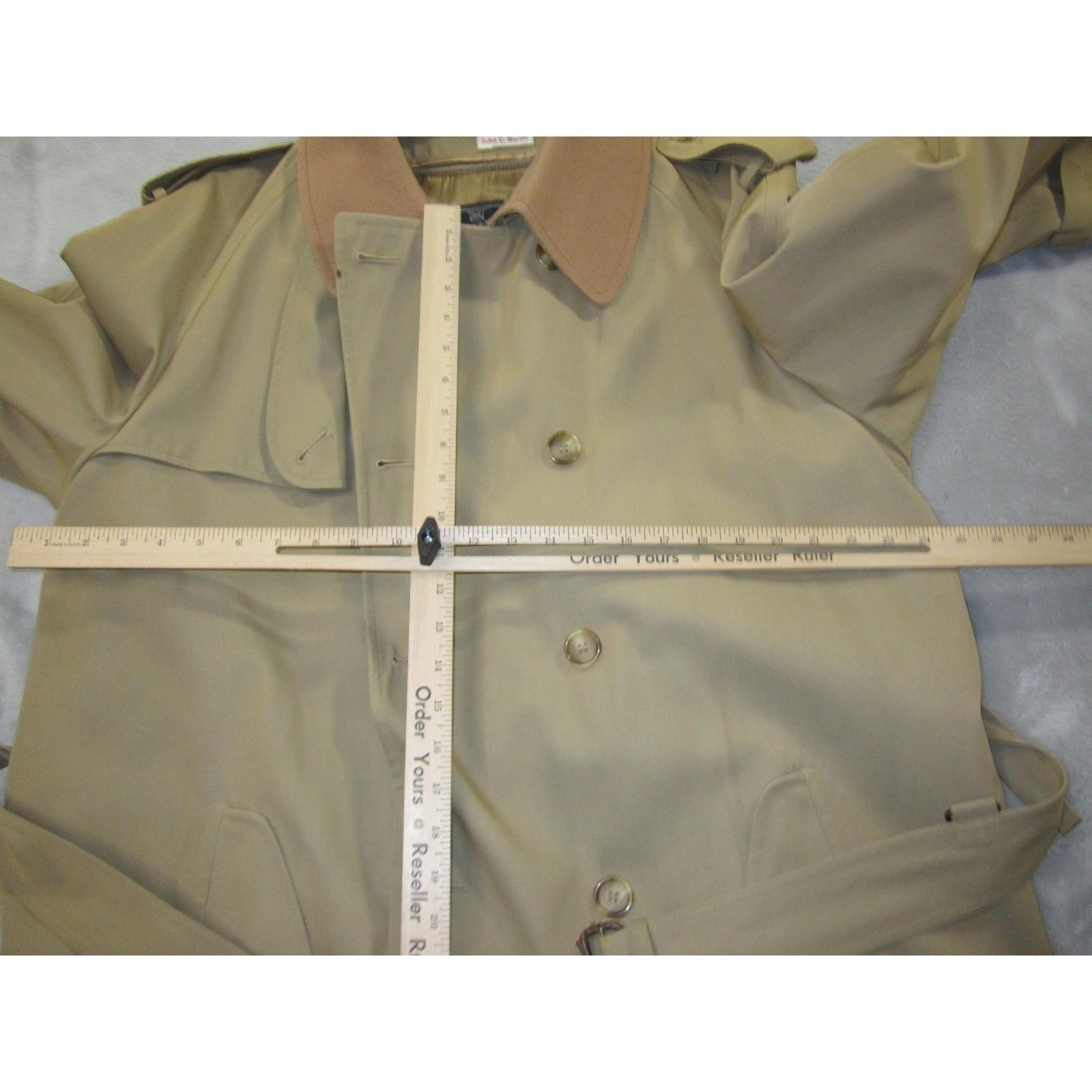 Marshall Field’s Trench Coat Mens 46 Long Tan Belted Wool Liner Made in USA