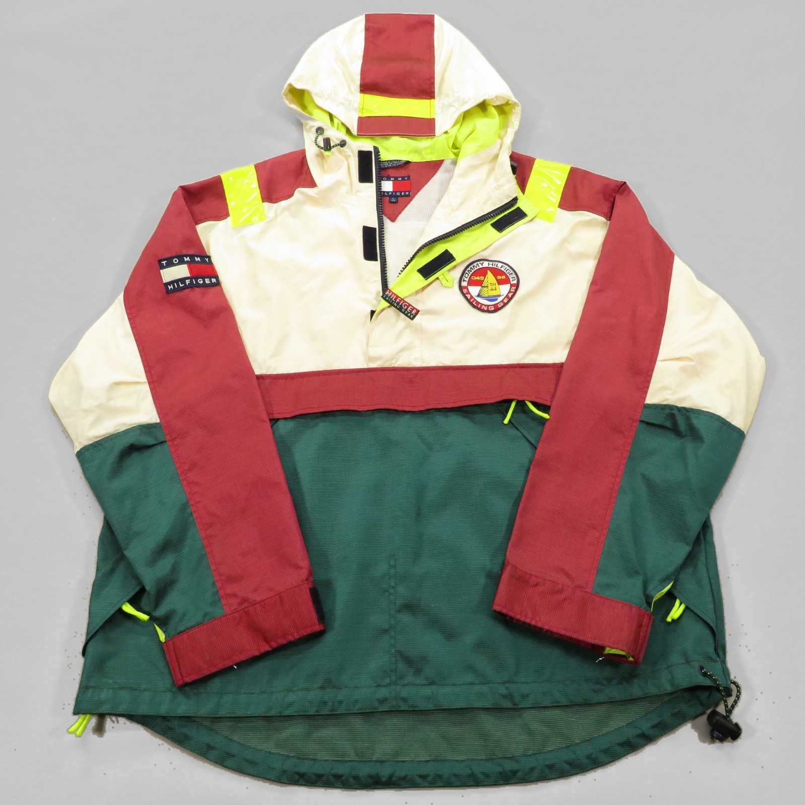 VTG Tommy Hilfiger Jacket Men Large Anorak Sailing Patch 90s Hooded RL67 Cordura