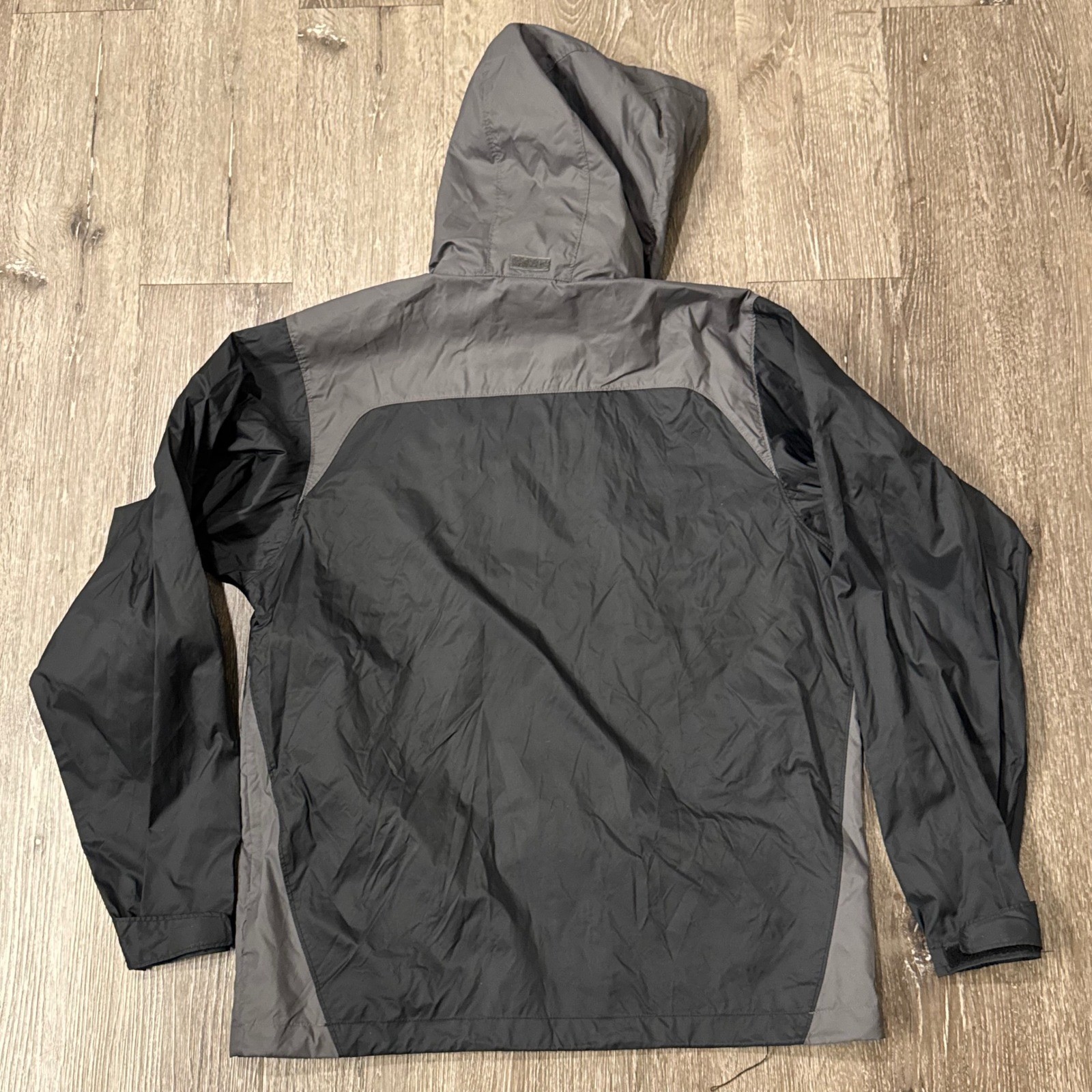 Columbia Windbreaker Men Medium Grey Black Glennaker Lake Hooded Full Zip Shell