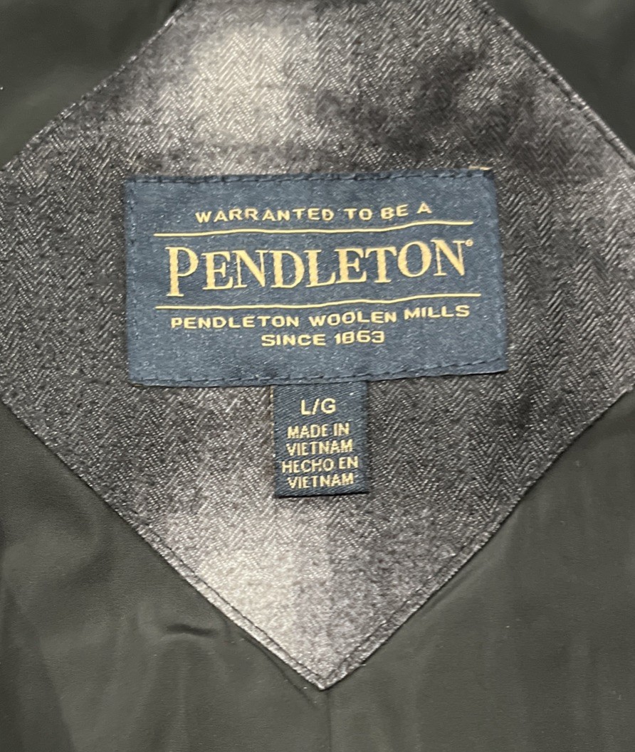 Pendleton Quilted Puffer Jacket Men’s Large Black Gray Cotton Polyester