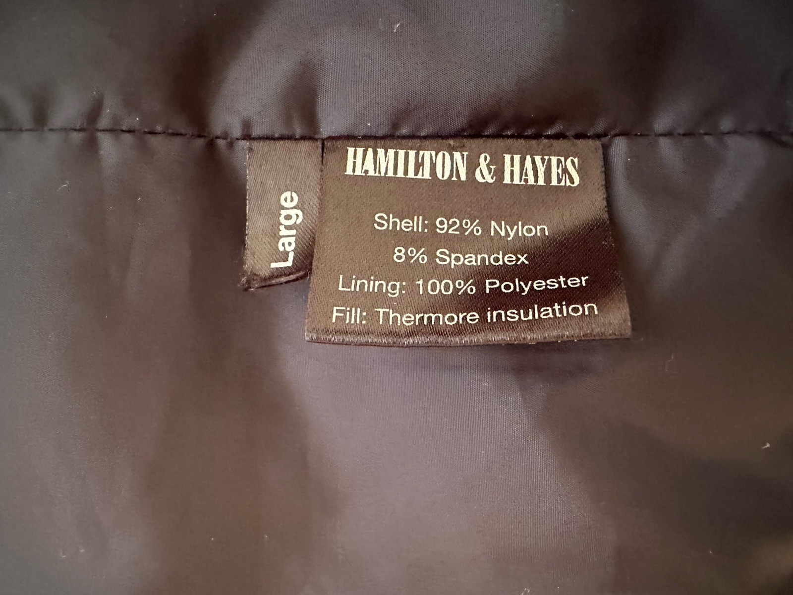 Hamilton & Hayes Performance Hooded Thermore Insulation Long Jacket Size L Navy