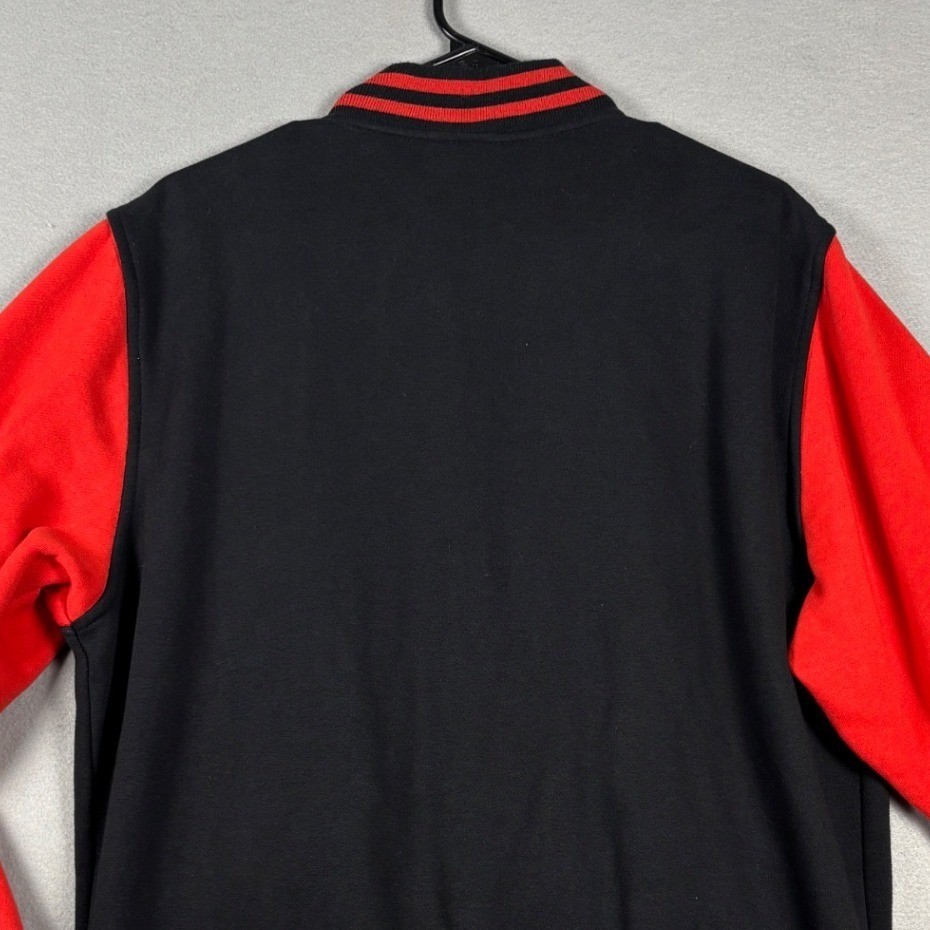 Hoodboyz Varsity Jacket Snap Button Lion Logo Large Black Red Y2k Streetwear