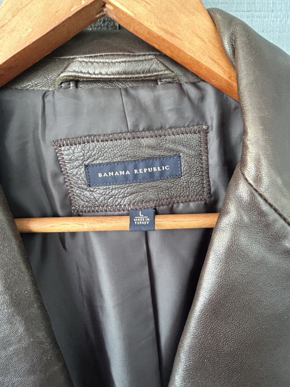 Banana Republic Leather Blazer Jacket Mens Large Brown Two Button
