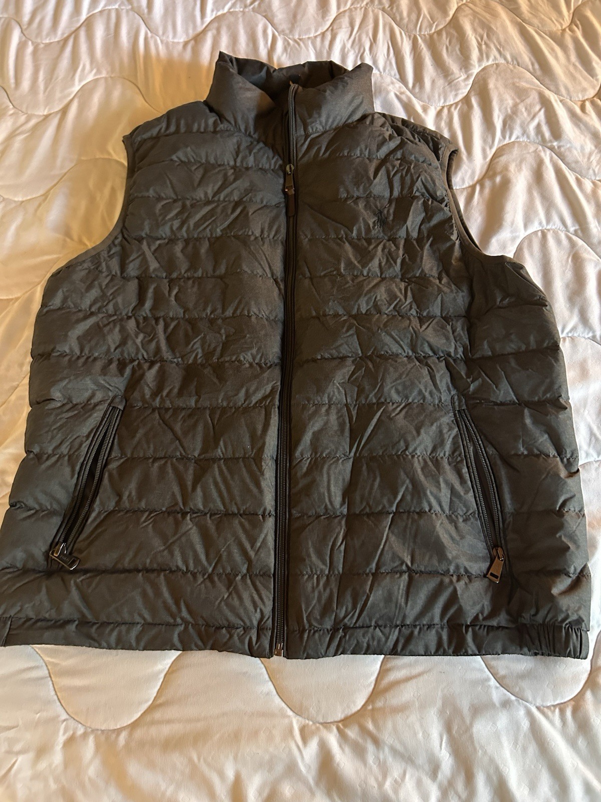 Polo Ralph Lauren Men’s Black Down Puffer Vest Full Zip Stand-Up Collar L