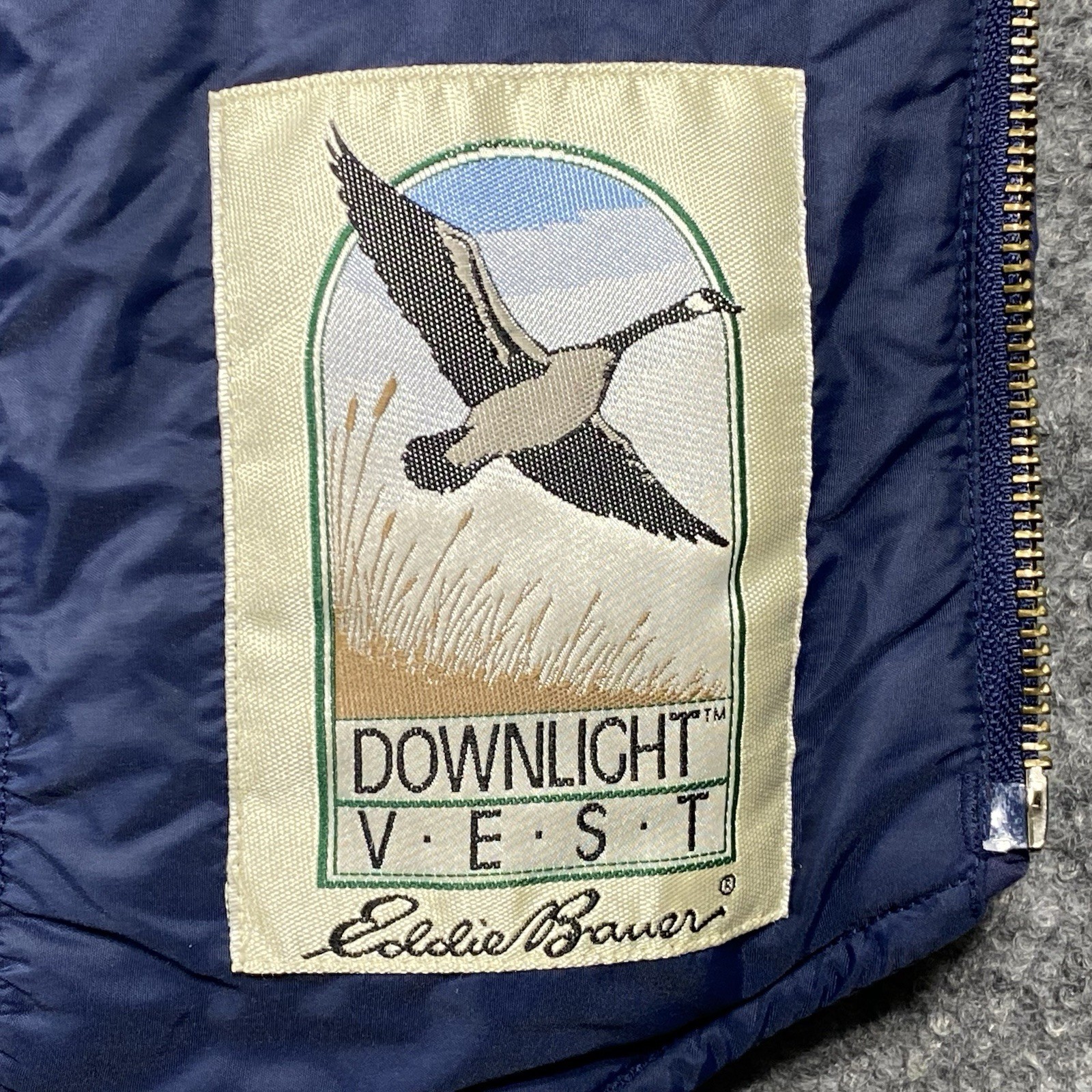 Eddie Bauer Downlight Vest Mens Size XL Navy Blue Goose Down Puffer Quilted Nice