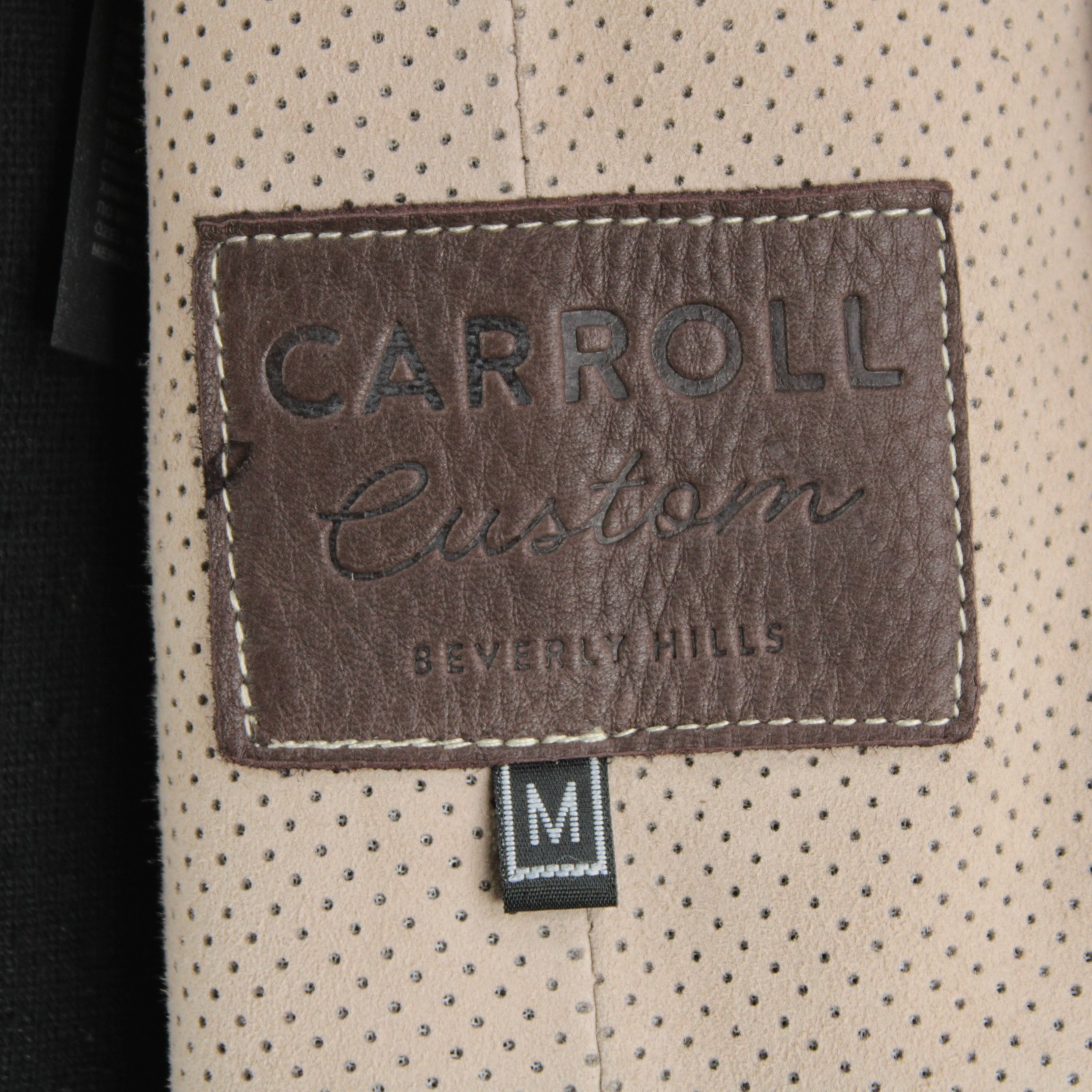 Carroll Custom NWOT Perforated Suede Leather Jacket Size Medium In Solid Sand