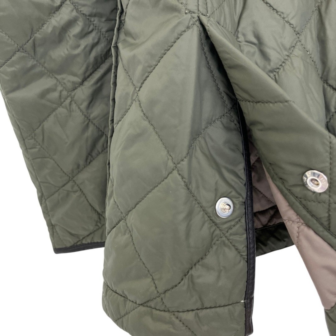 DUNHILL Quilted Tailored Jacket Khaki Leather Trim Size 46