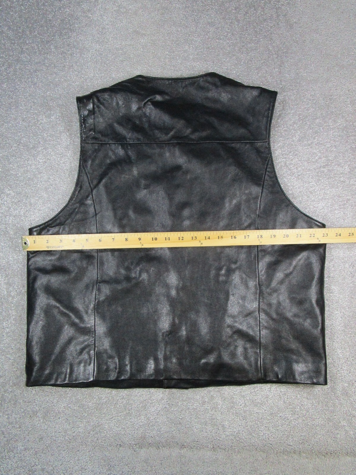 Vintage Wilsons Pelle Studio Vest Mens Xl Black Leather Button Up *