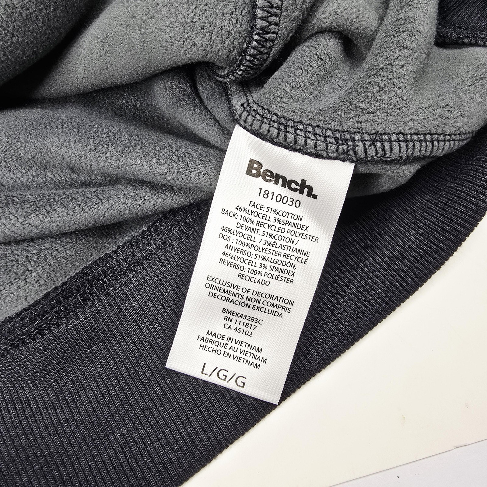 Bench Jacket Mens Large Black Full Zip Urbanwear Fleece Lined Casual Logo