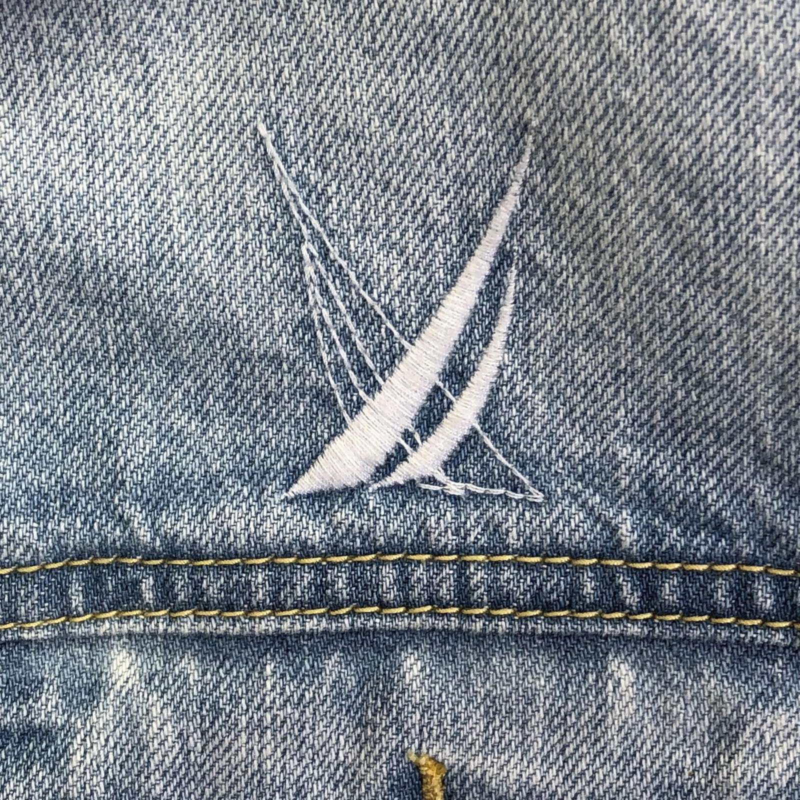 Nautica Jacket Mens Medium Blue Denim Trucker Button Front Blue Sail Biker
