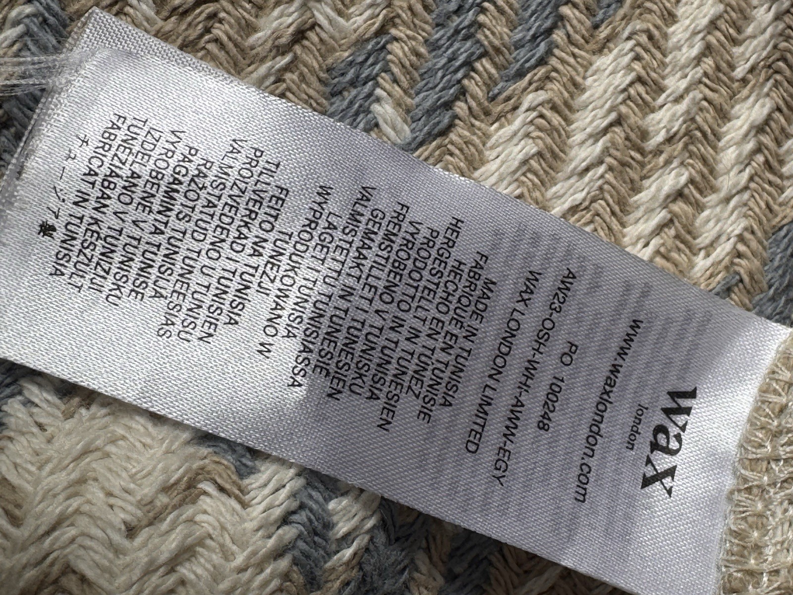 Wax London Whiting Overshirt Jacket Small Plaid Heavy Cotton Shacket Beige Blue