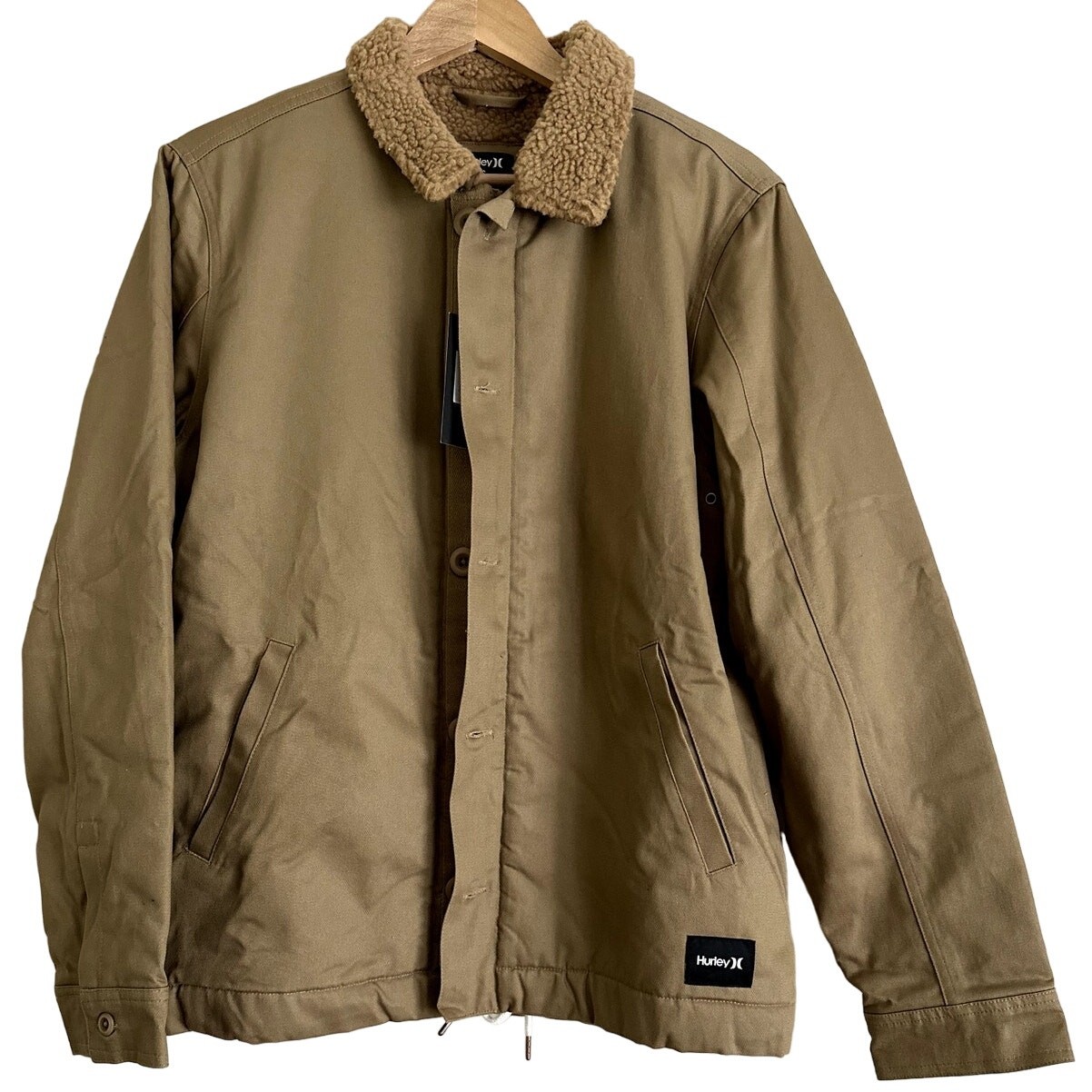 Hurley Tan Men’s Military Jacket-Sherpa Lined-Size Small-NWT