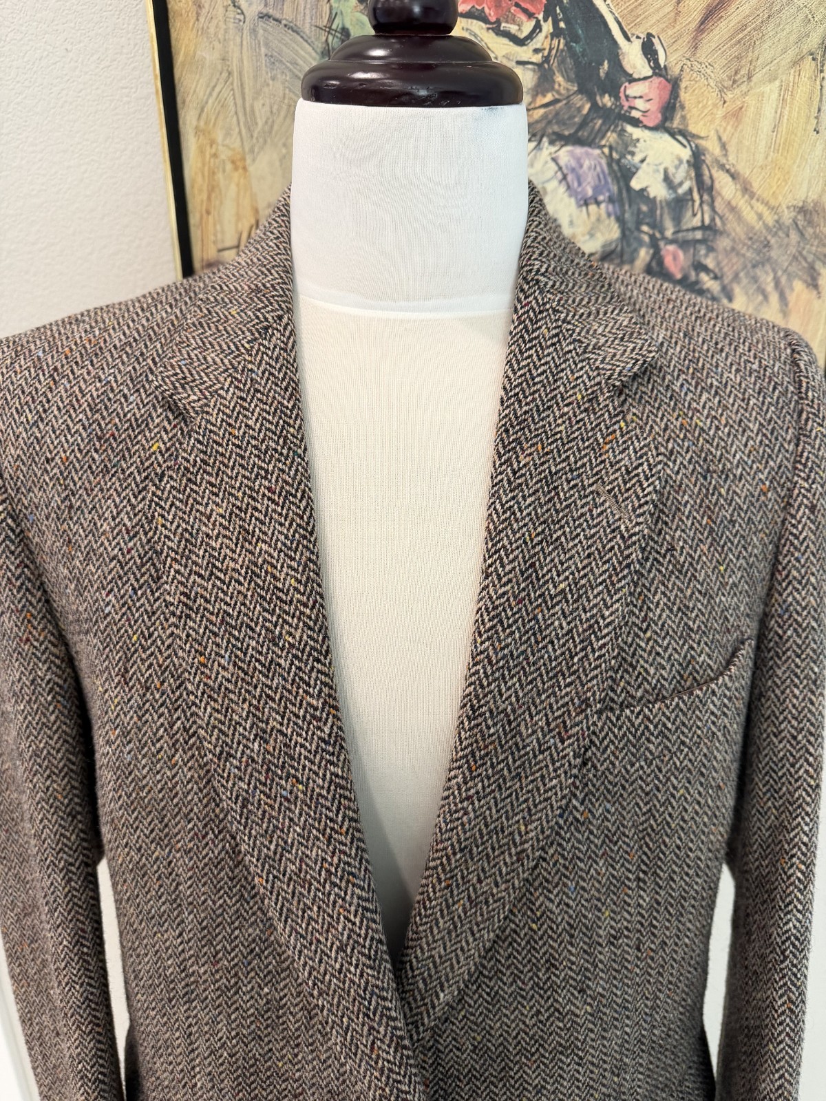 Vintage Handwoven Magee Donegal Tweed Blazer Herringbone Wool Ireland Size M