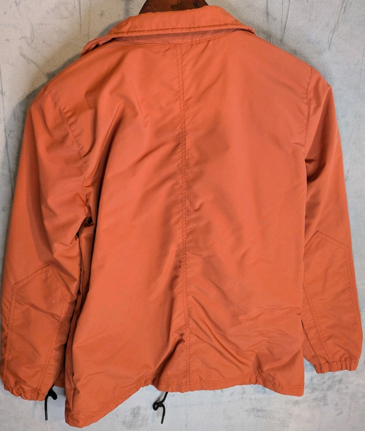 American Giant Stadium Coach’s Jacket Nylon Drawstring Button Up Orange Men’s S