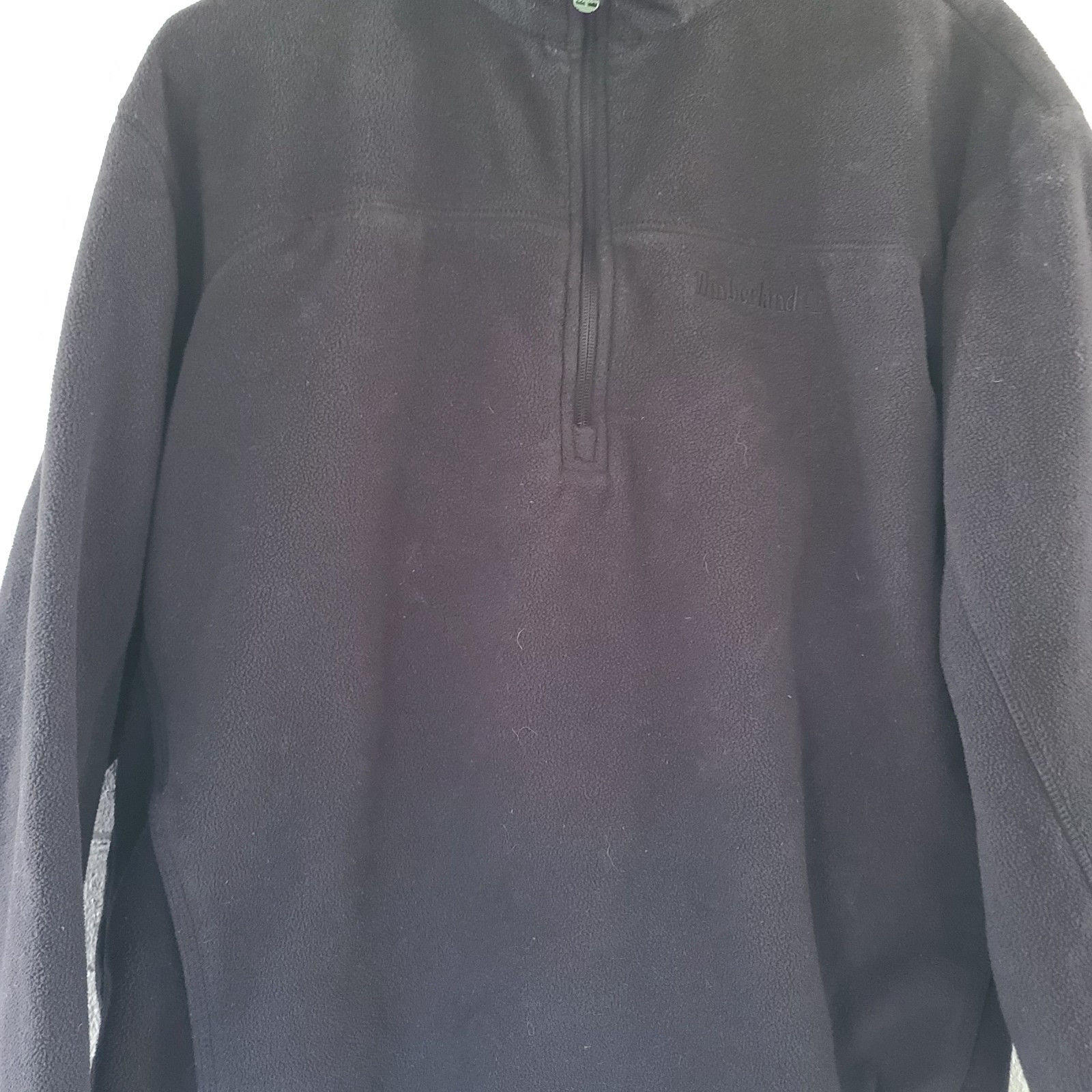 Timberland, Men Pullover Jacket Sz Medium Black Fleece 1/4 Zip Cangaroo Pocket