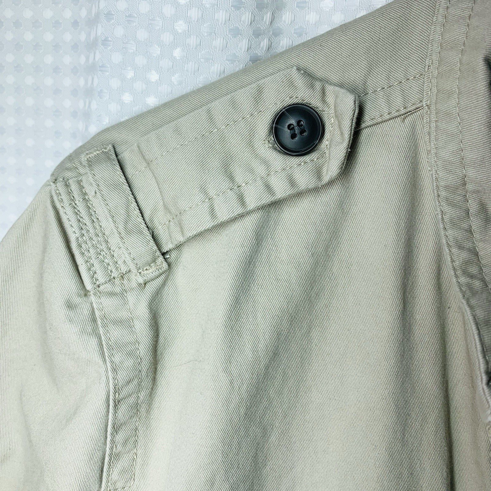 Forever 21 Men Size Large Khaki Twill Canvas Jacket Button Zip Up Band Collar