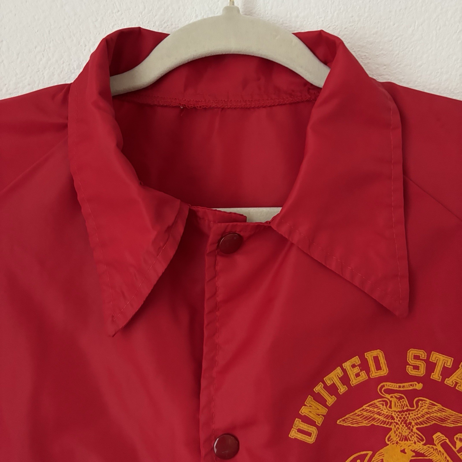Vintage United States Marine Corps Jacket Red Snap Front Lightweight Fits Medium