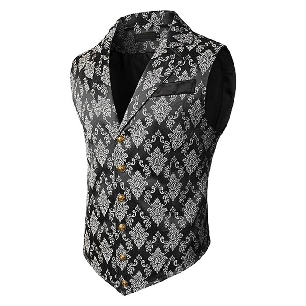 Casual Sleeveless Vest for Men Vintage Retro Steampunk Gothic Style Waistcoat