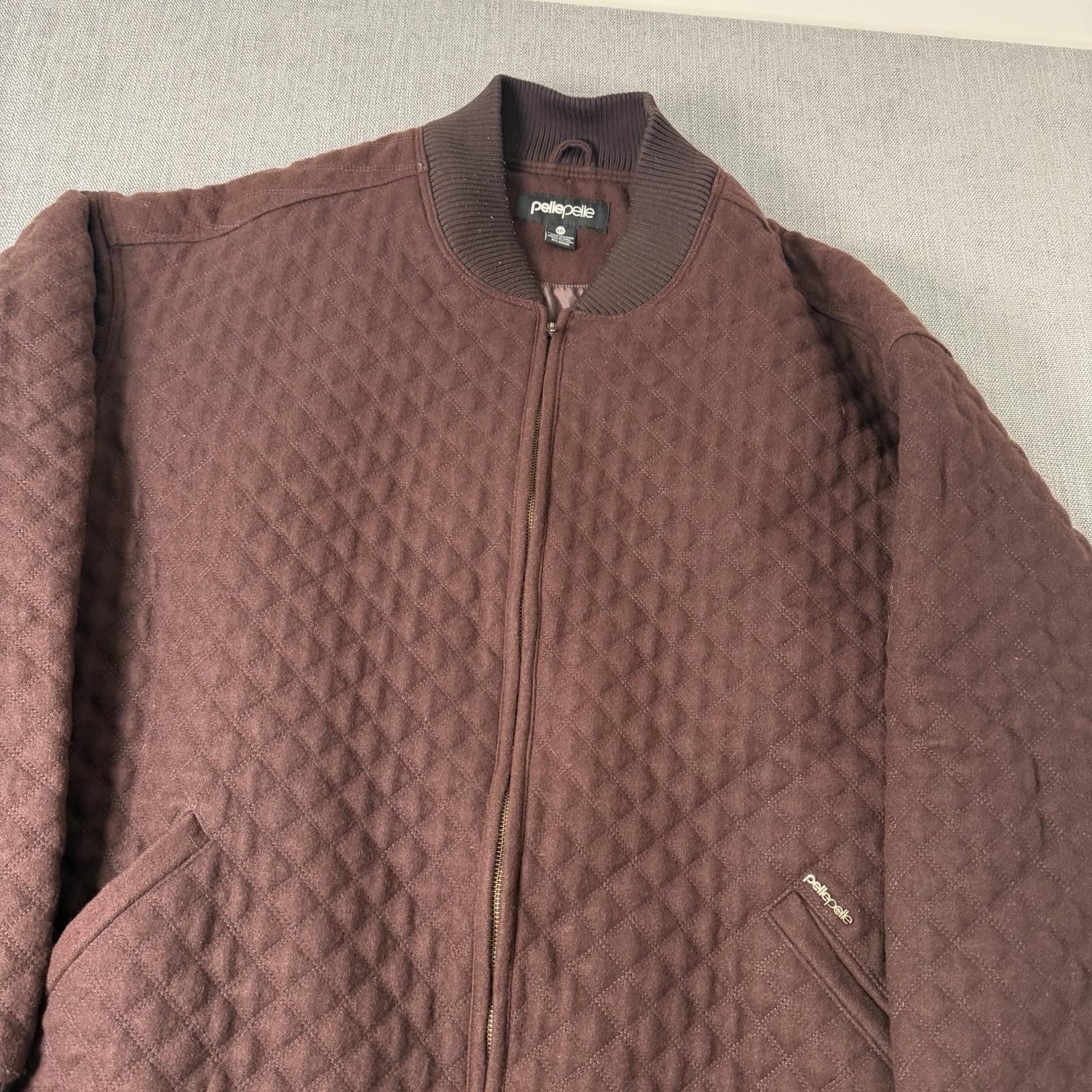 Vintage Pelle Pelle Mens Wool Blend Jacket Bomber Mens 5XL BIG & TALL Brown