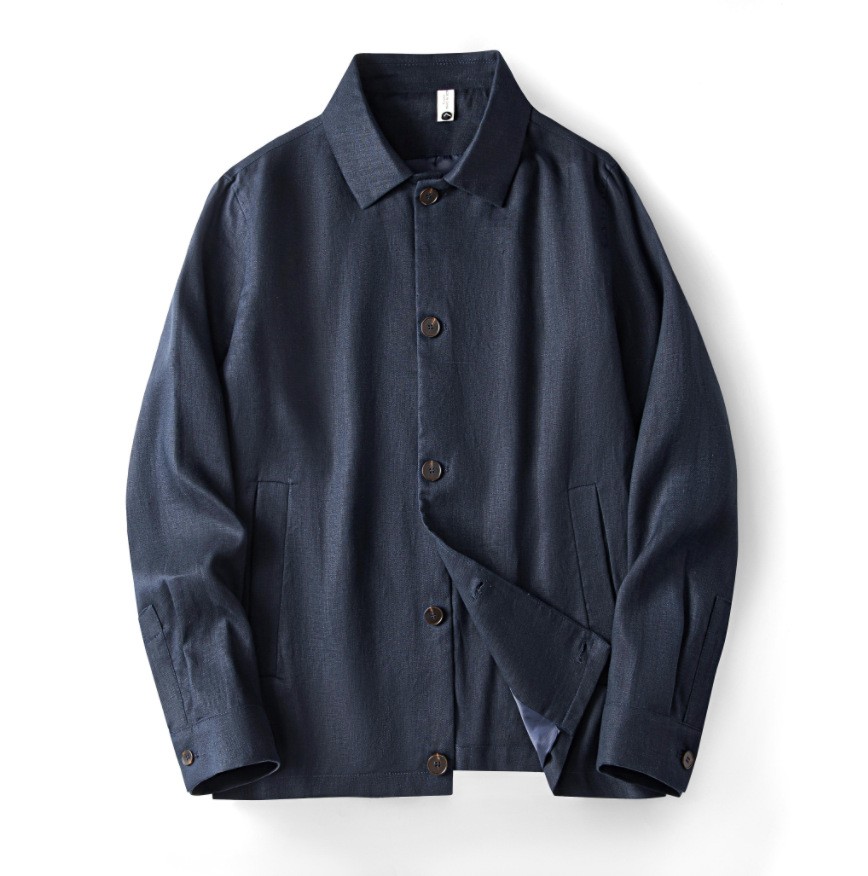Italian Style Single Breasted Mens Button 100% Linen Coat Spring Outwear Jackets