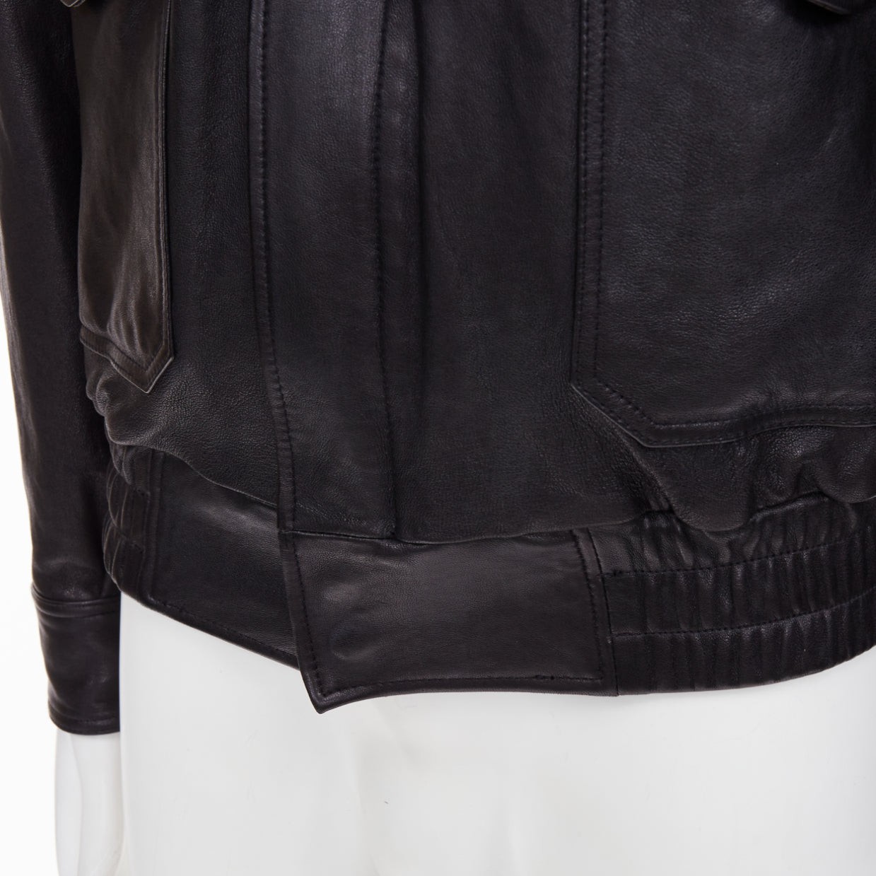 COOR black A2 lambskin leather flap pocket flight bomber jacket outerwear M