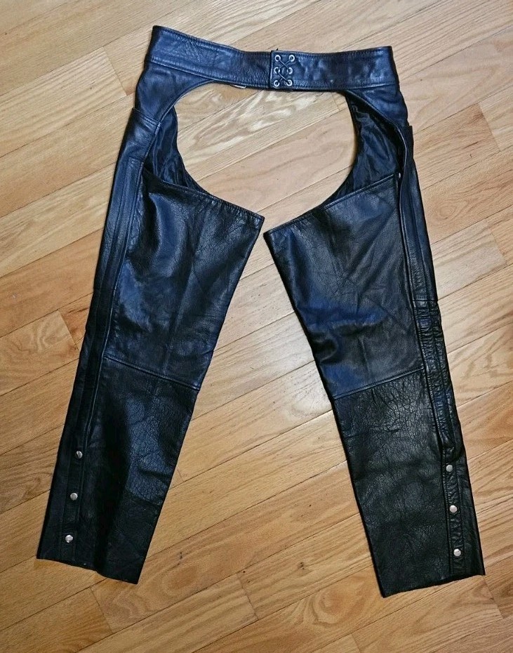 UNIK LEATHER APPAREL Black Chaps L Men’s Size L Motorcycle