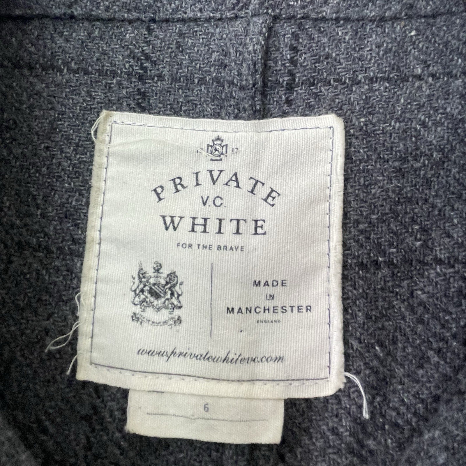 Private White V.C. Overshirt Jacket Grey Wool Tweed Size 6 England