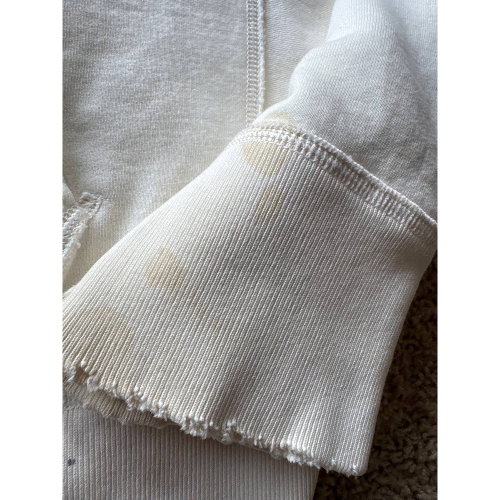 Abercrombie & Fitch Heavy Cotton Raw Hem Large Ivory Full Zip Sweat Jacket
