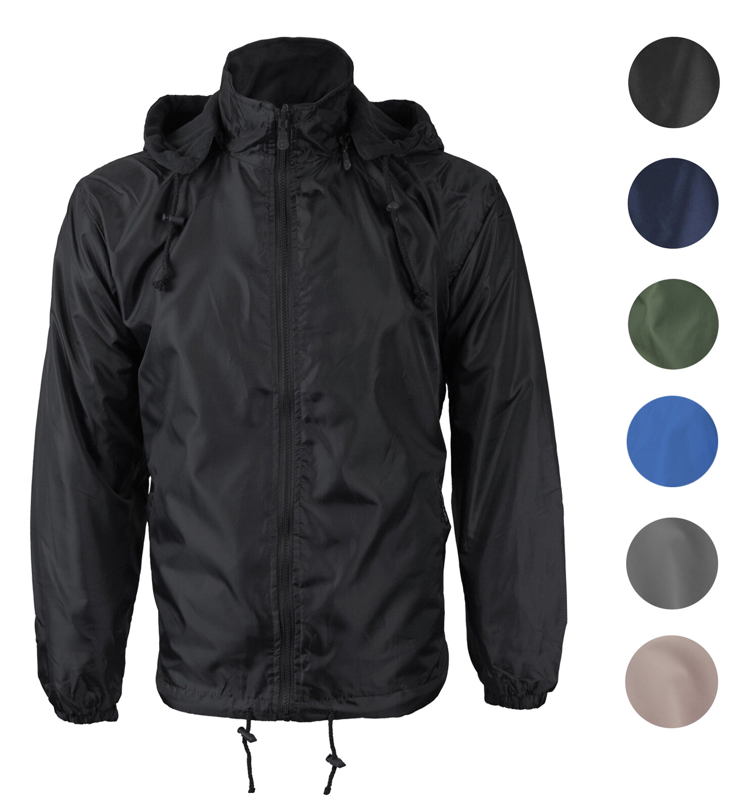 Men’s Water Resistant Polar Fleece Lined Hooded Windbreaker Rain Jacket