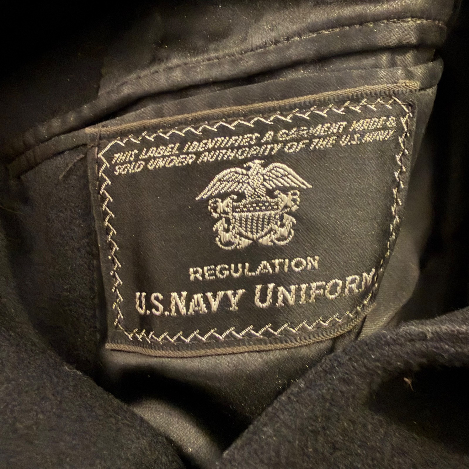 Vintage US Navy Dress Blue Wool Overcoat Gold Buttons Military Coat