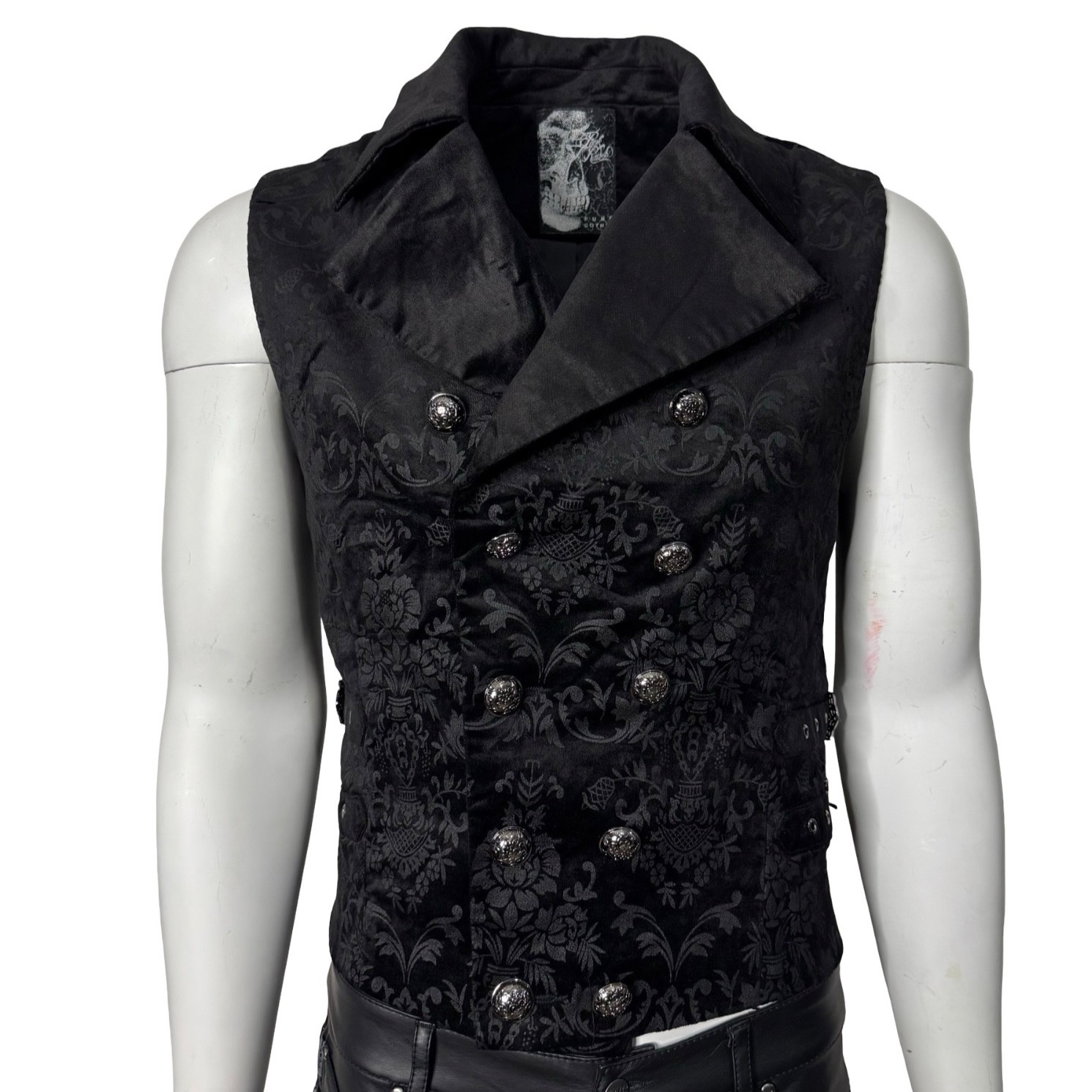 PUNKRAVE BLACK GOTH DARK PRINTING TAILCOAT VAMPIRE VINTAGE WAISTCOAT VEST Y-596