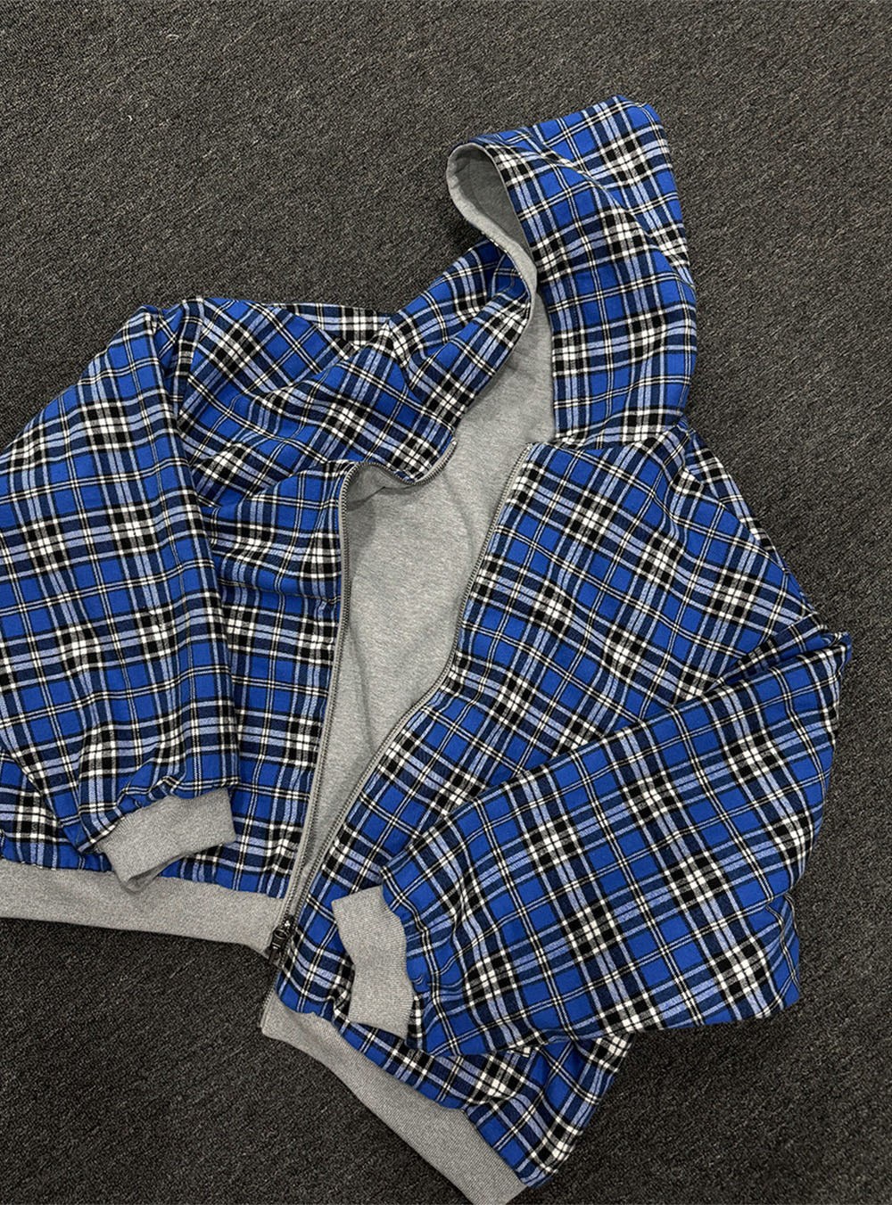 reversible zip-up hoodie pladed