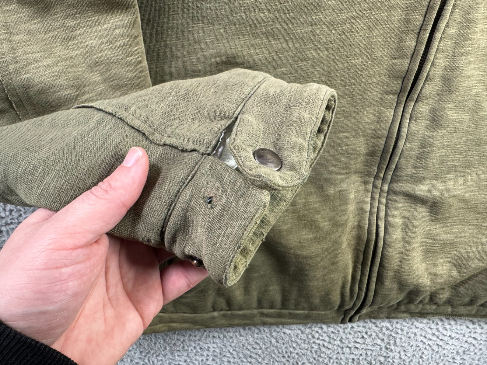 Vintage No Fear Jacket Mens 2XL Green Full Zip Fleece Sweat Y2K Collared