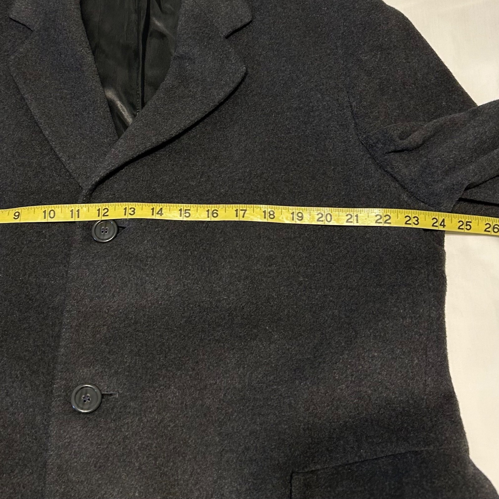 The Diamond Company Men’s Cashmere Blend Overcoat Gray 3-Button Size L 42