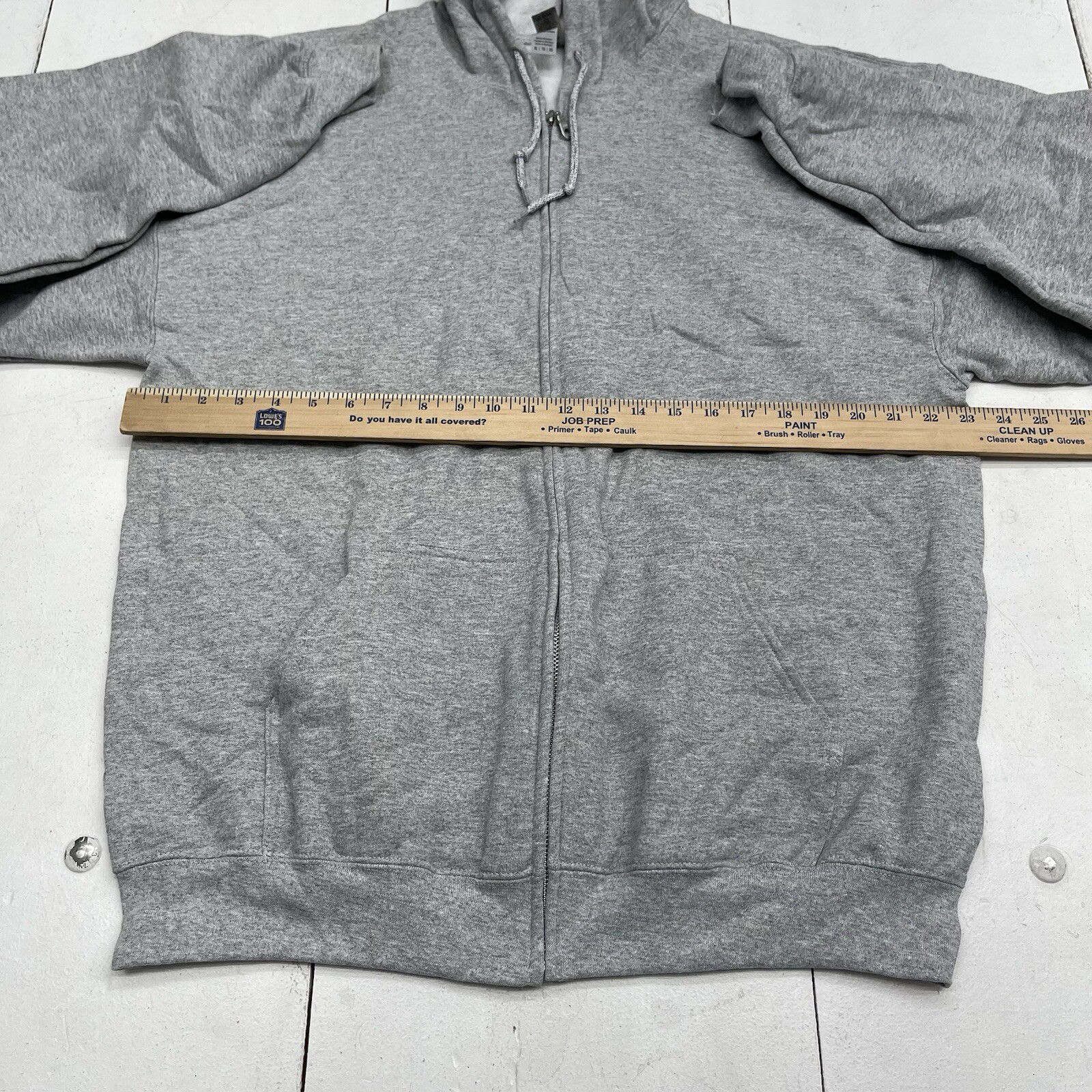 Gildan Heavy Blend Gray Full Zip Up Hooded Jacket Unisex Adults Size XL