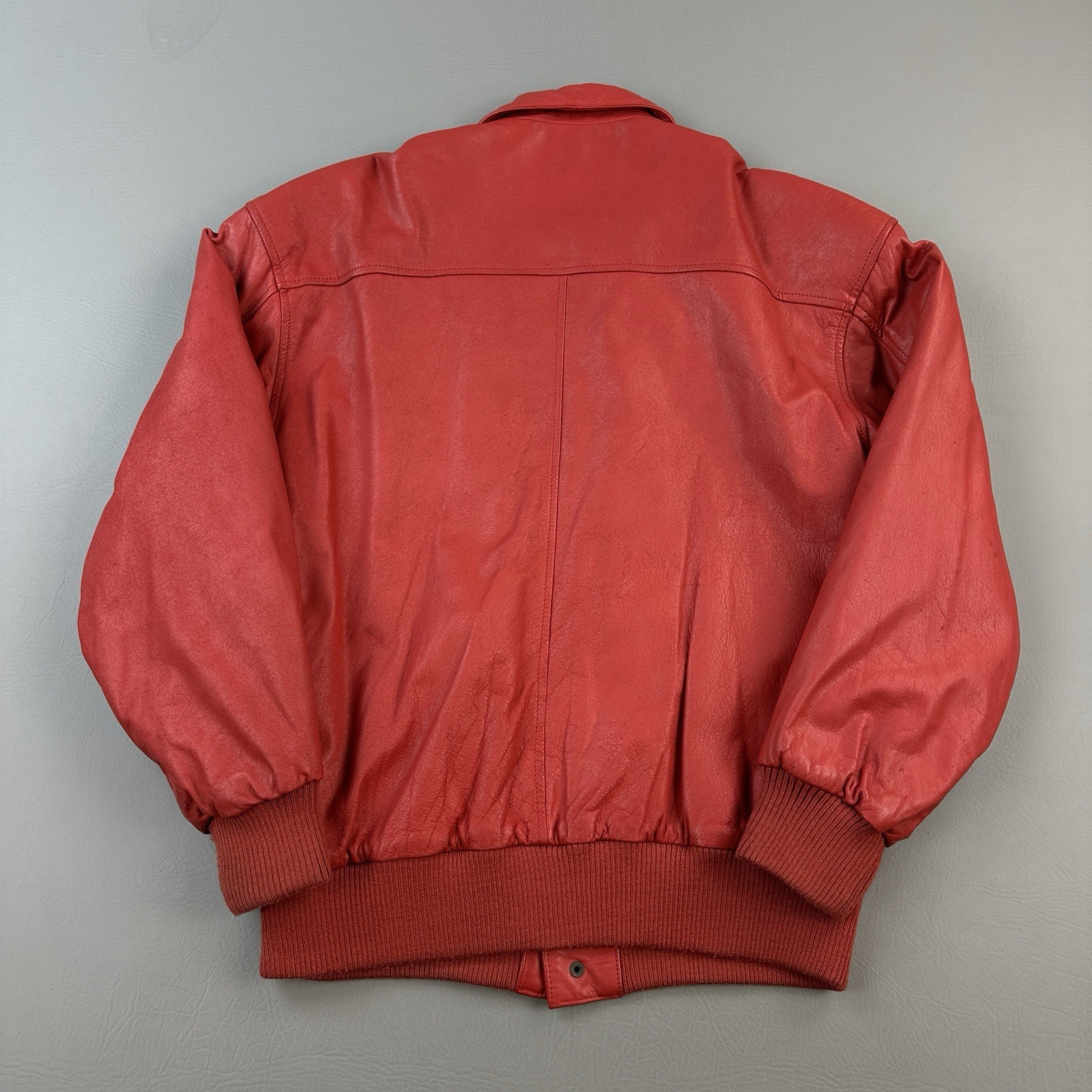 Vintage Pelle New York Milano Jacket Medium Red Leather Bomber Full Zip 90s