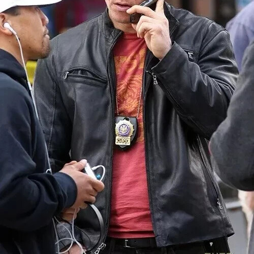 MARK WAHLBERG THE OTHER GUYS MOTORCYLE BLACK LAMBSKIN CELEBRITY LEATHER JACKET