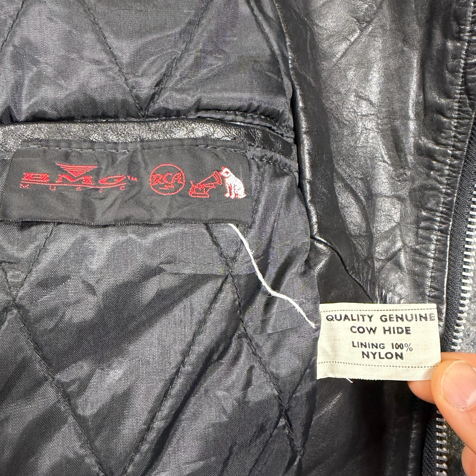 Vintage Genuine Cow Hide Leather Jacket Belted Size 42 Black