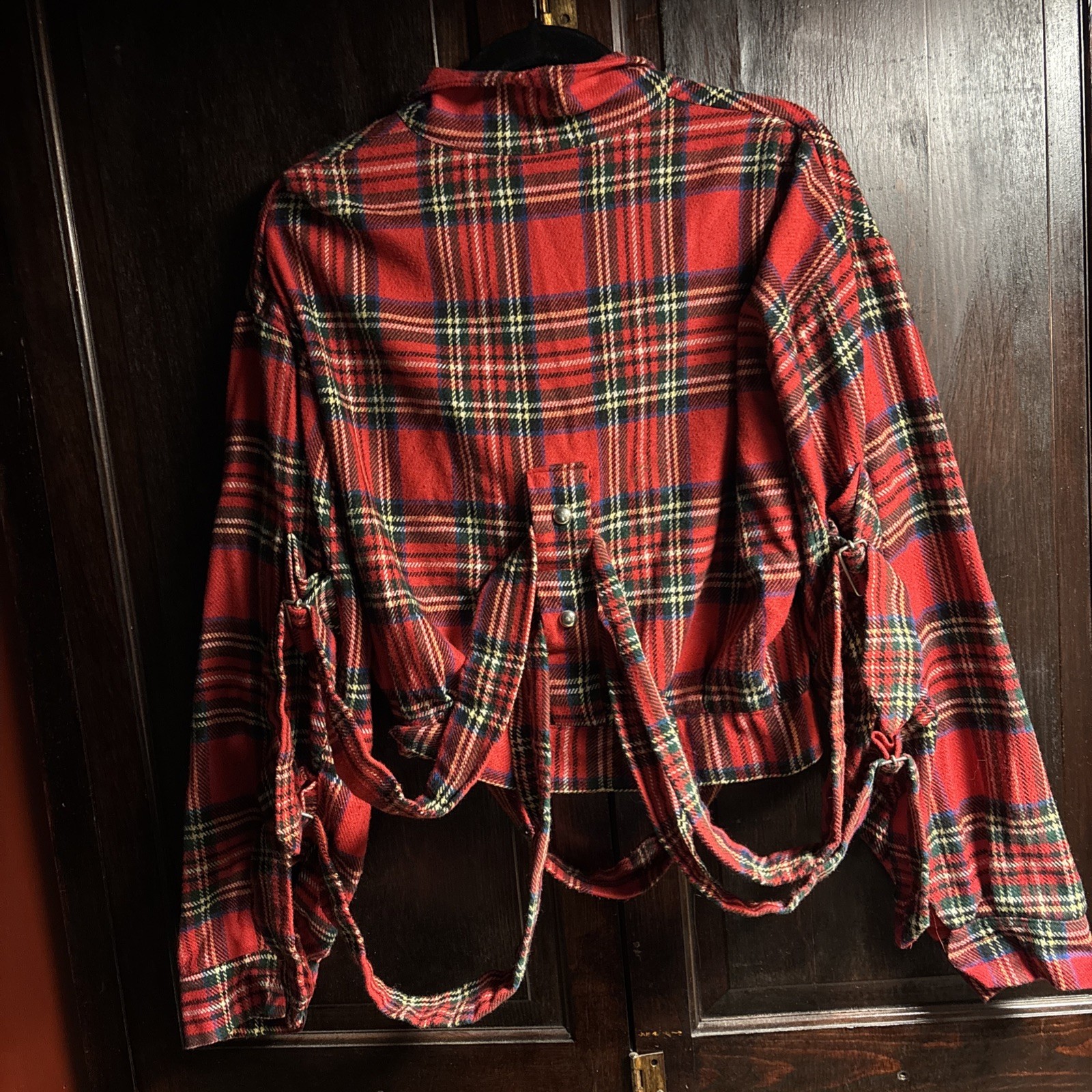 Original Artificial Eye London Red Tartan Bondage Jacket Large 1980s Punk Rock