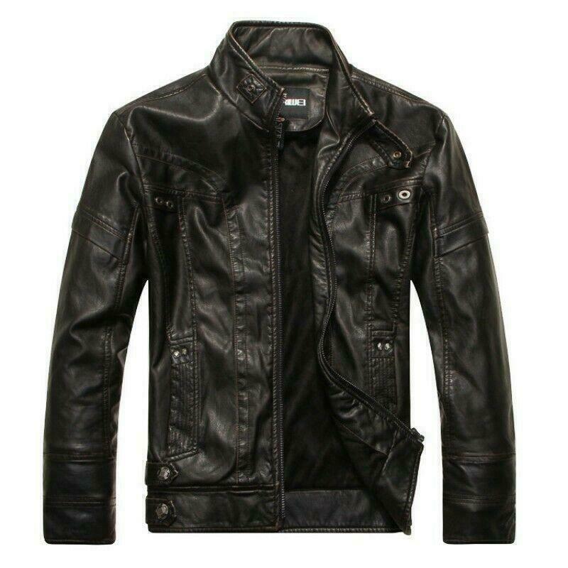 Men’s Fashion Leisure Zip Motorcycle Punk Slim Fit Biker Pocket Collar Jackets
