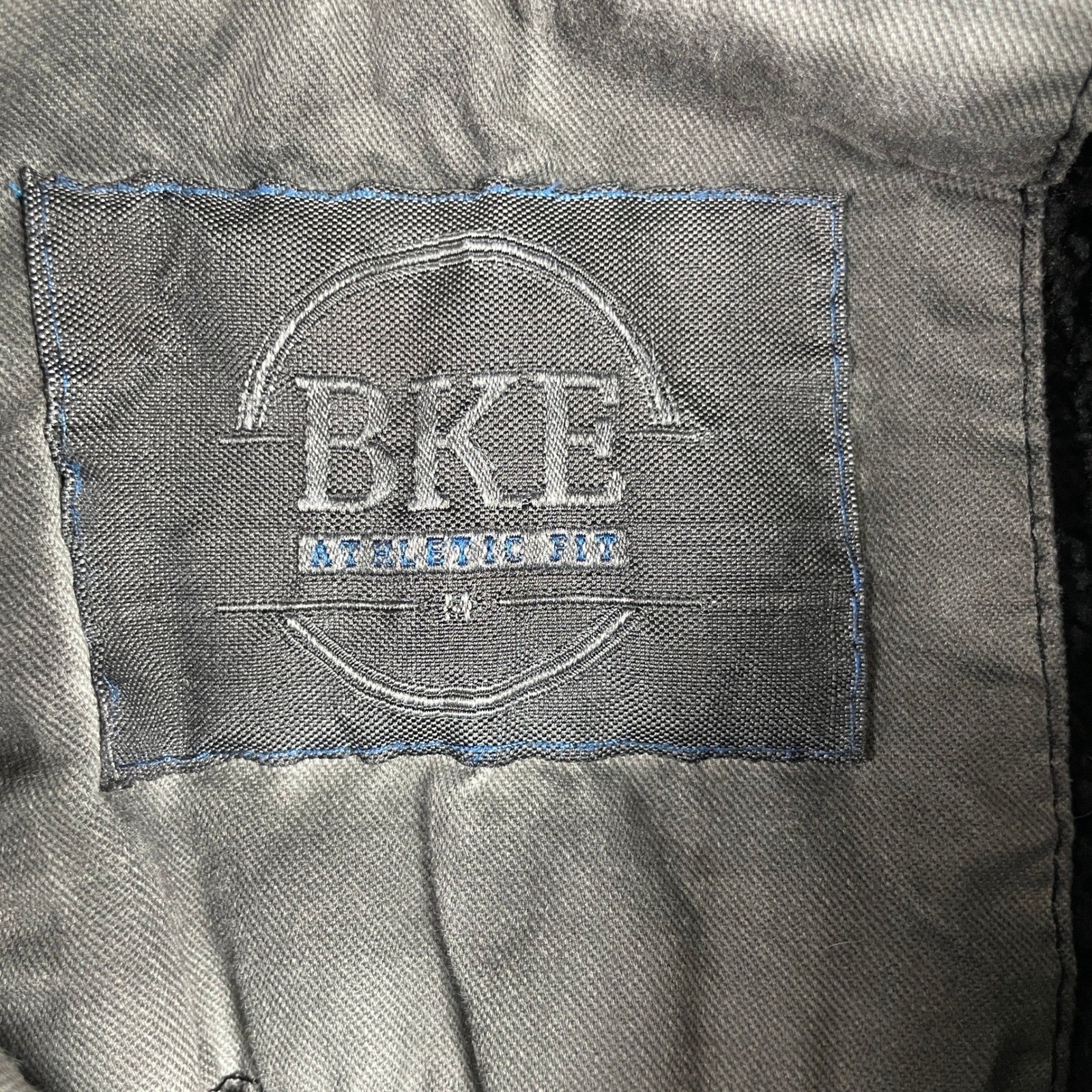 BKE Athletic Fit Hooded Jacket Mens Medium Gray Sherpa Lined Full Zip Cotton