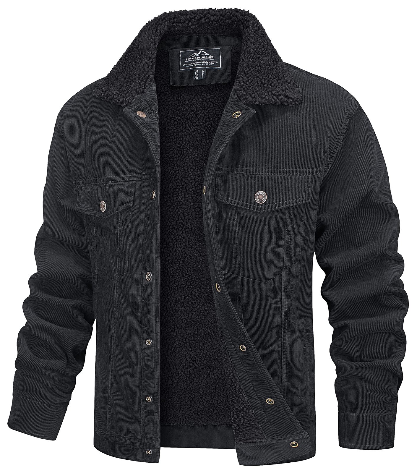 Men’s Winter Warm Corduroy Jacket Sherpa Lined Trucker Jacket Casual Work Coats